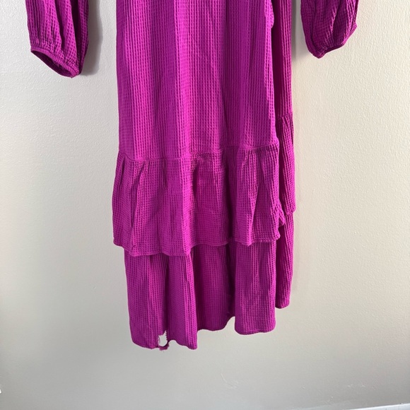Knox Rose Magenta Fuchsia Wrap V-Neck Midi Ruffle Dress - Picture 9 of 9